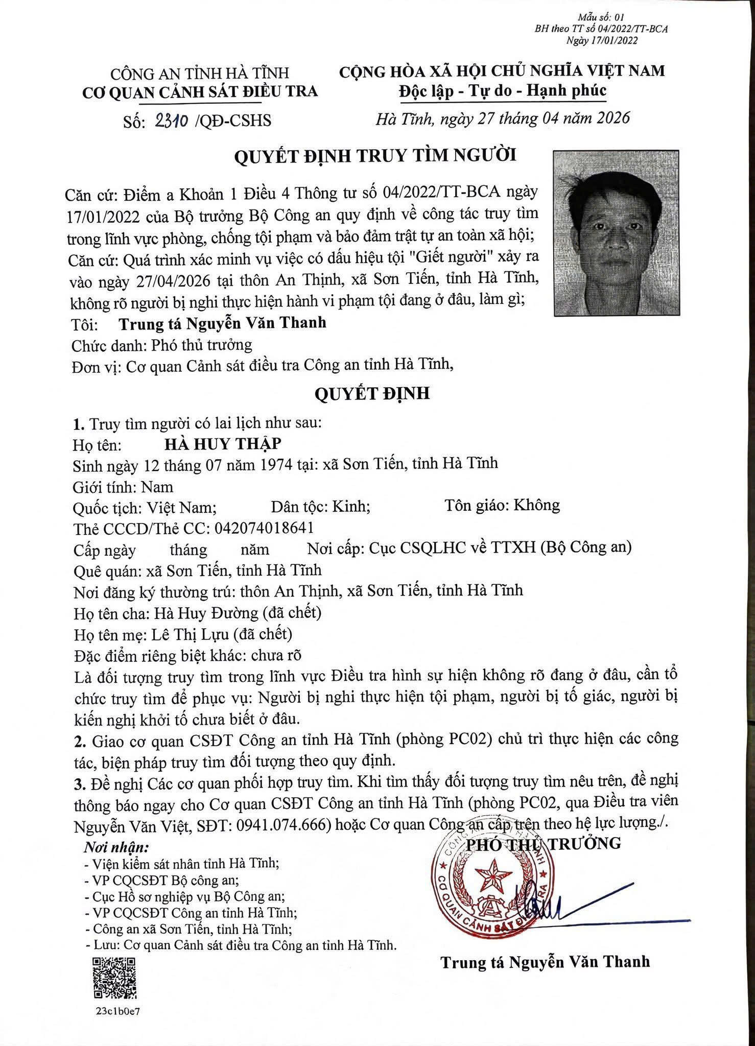 Truy tìm nghi phạm liên quan vụ án mạng khiến một phụ nữ tử vong- Ảnh 2.