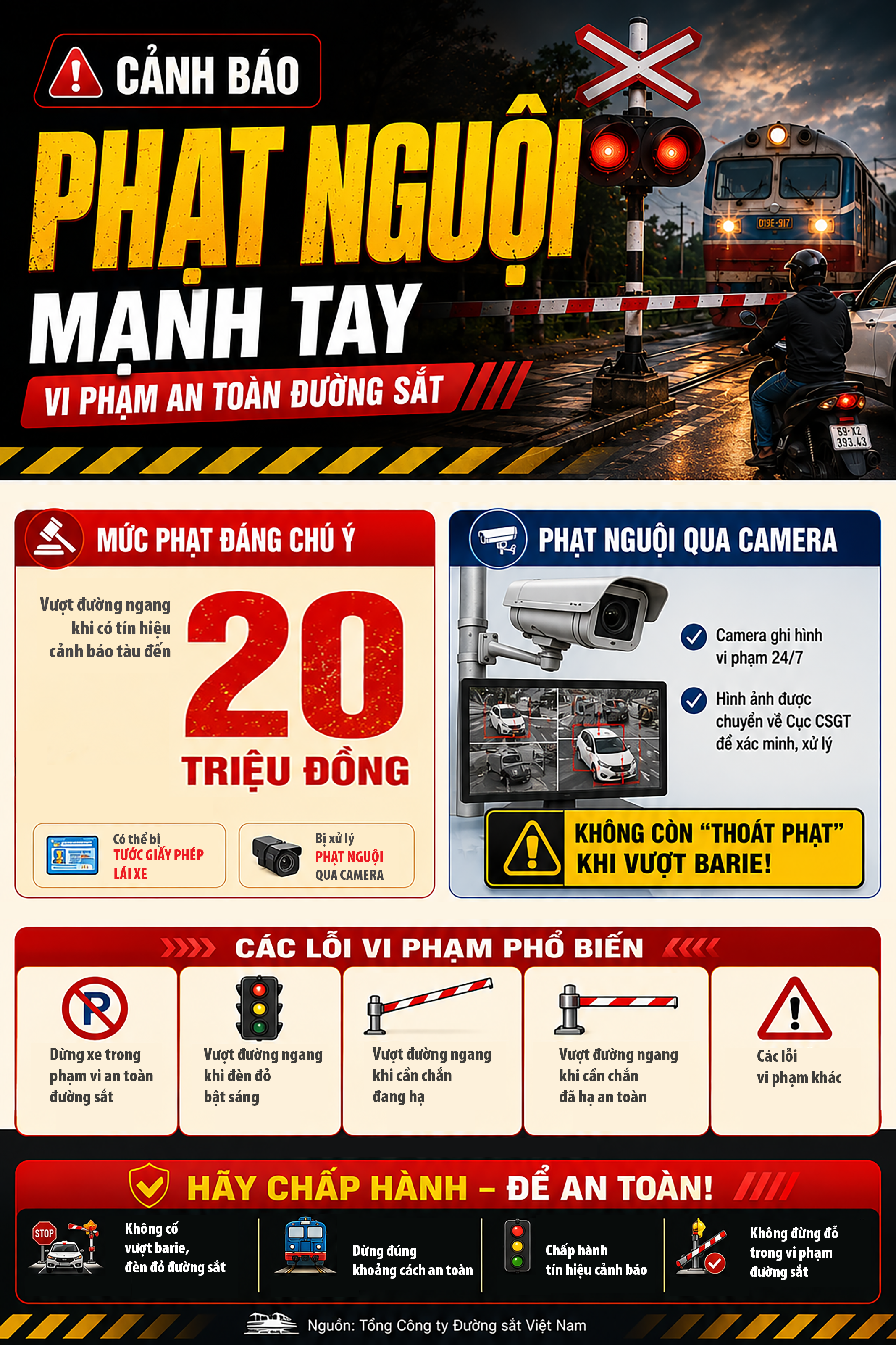 Phạt nguội đến 20 triệu đồng nếu cố tình 'vượt rào' đường sắt- Ảnh 1. Phạt nguội đến 20 triệu đồng nếu cố tình 'vượt rào' đường sắt- Ảnh 1.