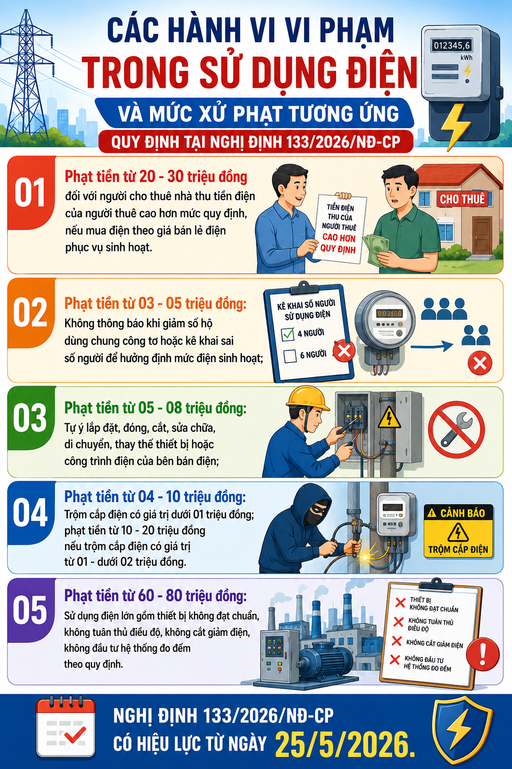 Phạt từ 20 - 30 triệu đồng đối với người cho thuê nhà thu tiền điện của người thuê cao hơn mức quy định- Ảnh 1. Phạt từ 20 - 30 triệu đồng đối với người cho thuê nhà thu tiền điện của người thuê cao hơn mức quy định- Ảnh 1.
