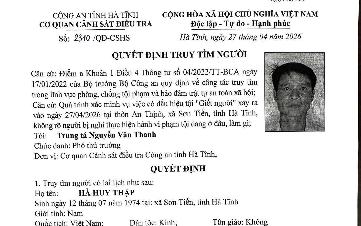 Giám định ADN thi thể nghi liên quan án mạng ở Hà Tĩnh- Ảnh 2.