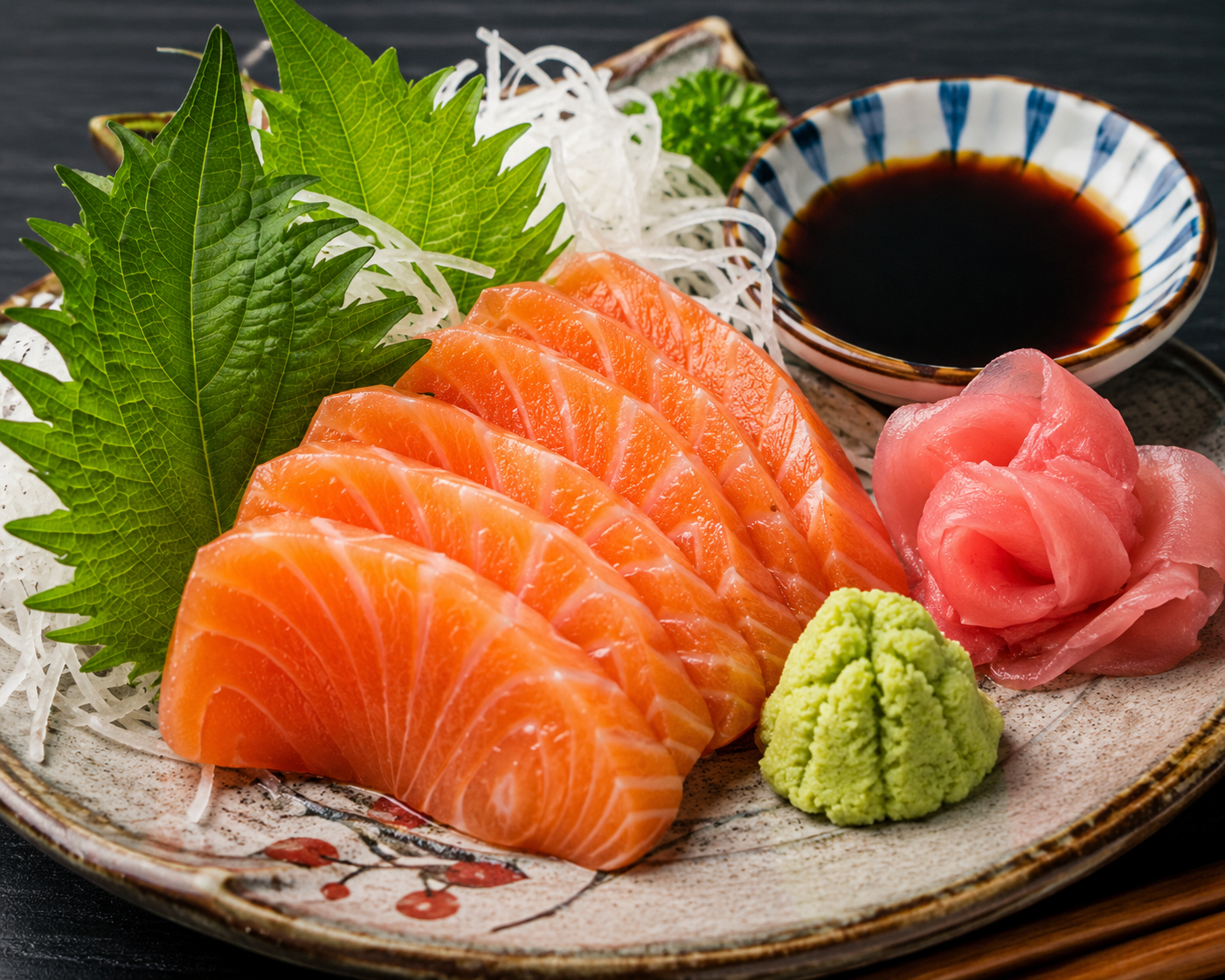 Vì sao ăn cá hồi sống luôn kèm wasabi, gừng hồng và tía tô? Sự thật ít người biết- Ảnh 1. Vì sao ăn cá hồi sống luôn kèm wasabi, gừng hồng và tía tô? Sự thật ít người biết- Ảnh 1.