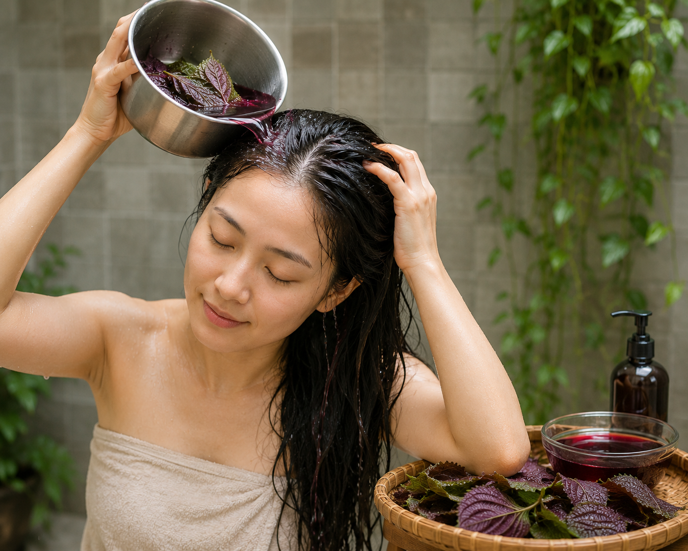 Dùng nước tía tô gội đầu mọc tóc con hiệu quả như thế nào?- Ảnh 1. Dùng nước tía tô gội đầu mọc tóc con hiệu quả như thế nào?- Ảnh 1.